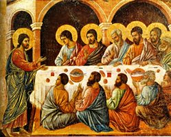 예수제자들에게 나타나시다(요20:19), 제자들이 선교의 사명을 받다(마16:14-16)-Duccio di Buoninsegna